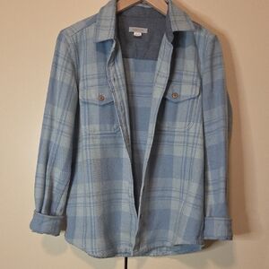 Outerknown Blanket Shirt Light Blue Plaid Utility Jacket